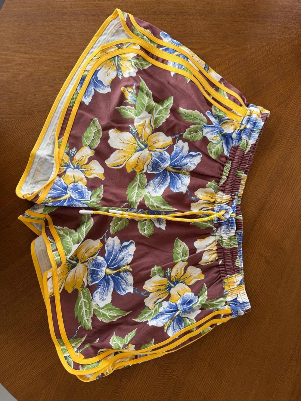 The Upside Floral ISLA Athletic Shorts in Brown, Yellow & Blue